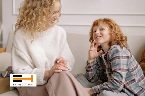 Happy mother and child after sorting child arrangements mediation Ringwood
